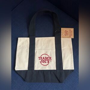 Trader Joe's Black and Cream Mini Tote Bag